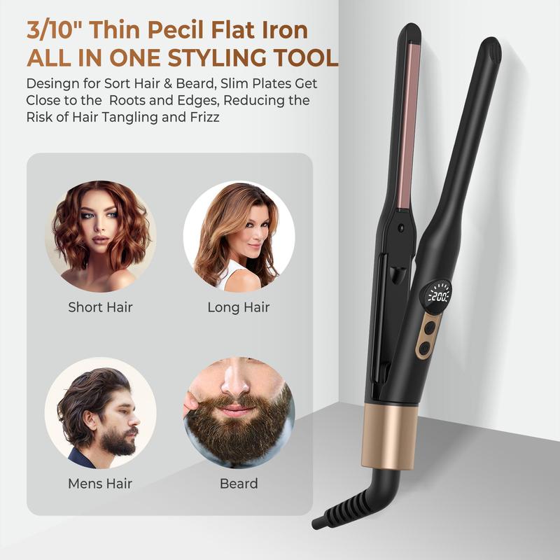 Portable Mini Hair Straightener, 1 Count 120-200°C Temperature Display Hair Straightener, Curling Iron, Hair Styling Tool for Home & Travel