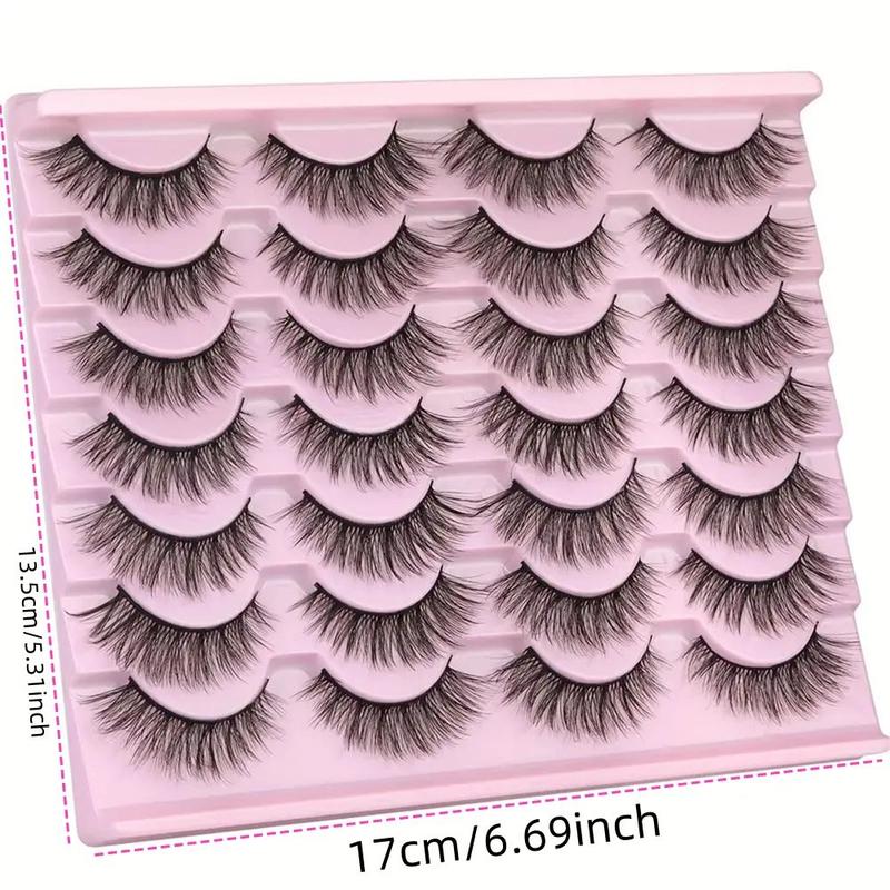 Fluffy Cat Eye False Eyelashes, 14 Pairs Wispy Curling Faux Cluster Lashes, Natural Look Eye Makeup Strip Lashes for Women & Girls Eye Makeup Enhancement, Christmas Gift