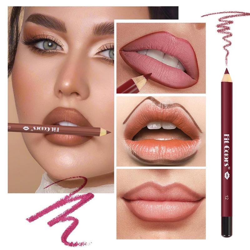 Waterproof Matte Lip Liner Set, 12pcs set Long Lasting Lip Liner Pencil, Easy Coloring Lipstick Pen, Suitable for All Occasions Lip Makeup