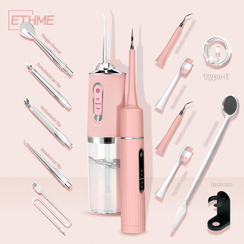 ETHME A8 Pink Rechargeable 3-Color Stronger Water Flosser for Teeth Halloween Gift Teeth Cleanser Portable Cleanser Cordless Oral Irrigator for Braces