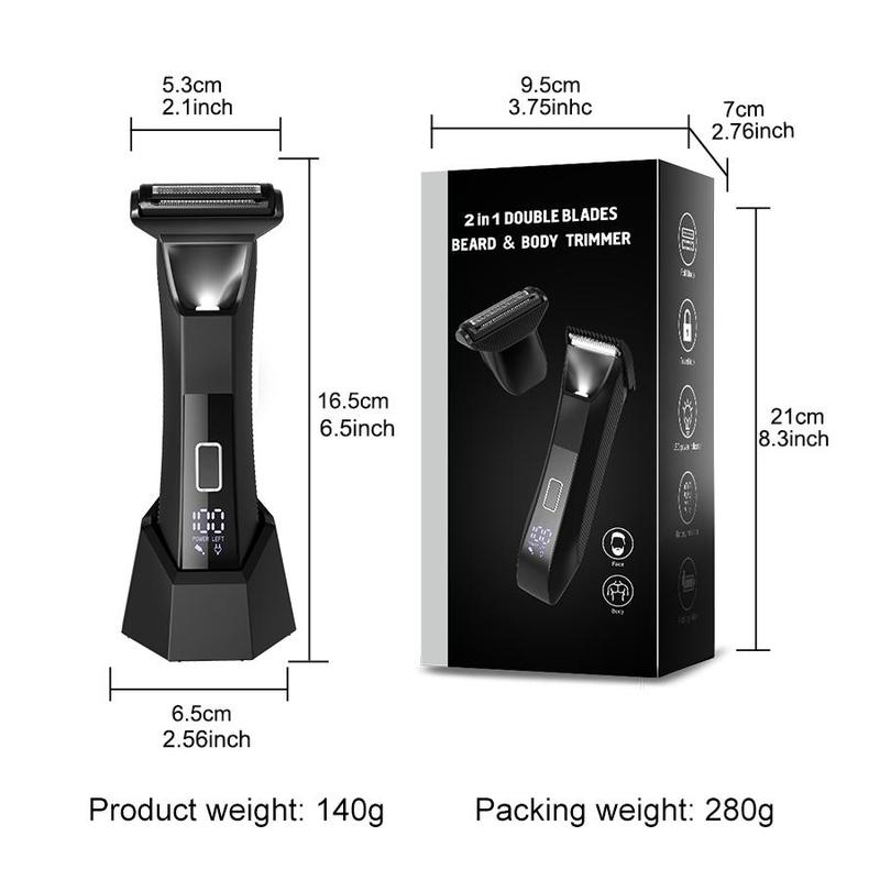 Electric Hair Trimmer Kit, 1 Box Waterproof Wet and Dry Groomer, USB-C Rechargeable Trimmer with Base, Body Trimmer for Men, Men's Ball Shaver, Groin & Body Hair Trimmer for Men