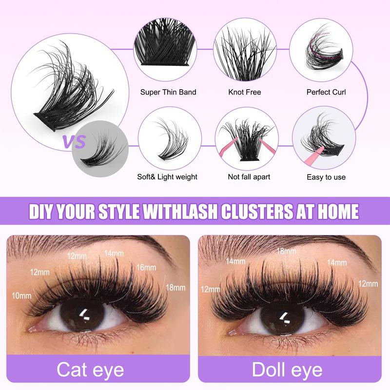 Natural Look Eyelash Extensions, 270pcs Mixed Length 3 Styles Individual False Eyelashes, Curl Individual Lashes Kit with Lash Bond and Seal Lash Tweezers, Professional Eye Enhancement Tools for Women, Christmas, Christmas Gift