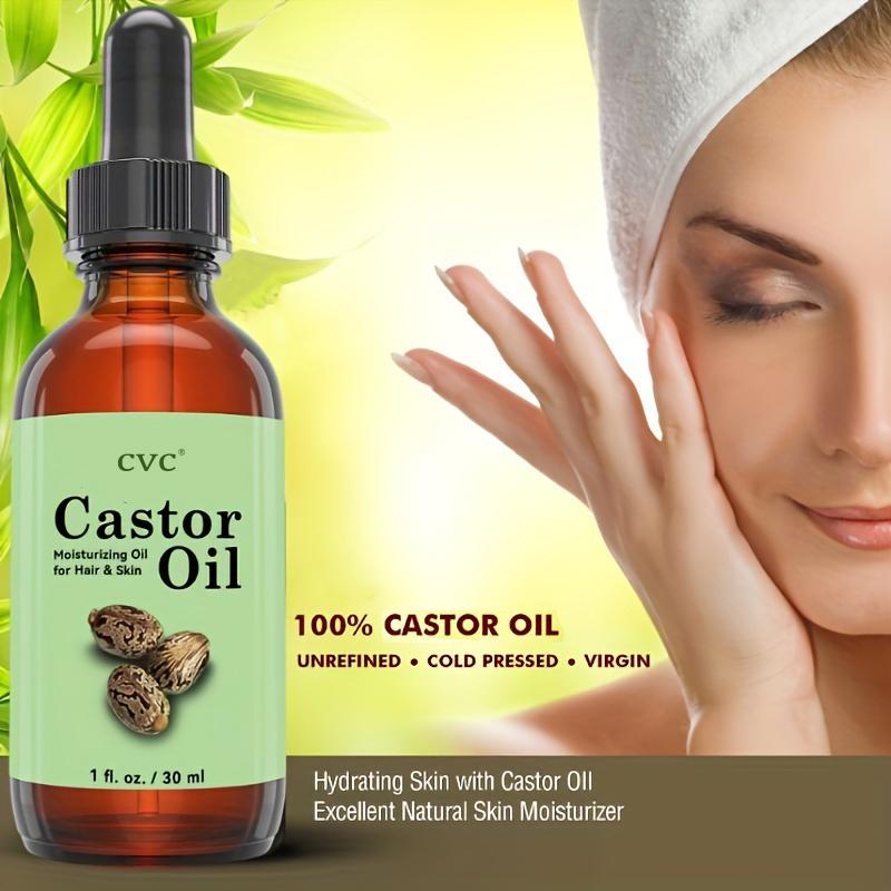 CVC Organic Castor Oil for Hair Growth, Eyelashes & Eyebrows - Pure & Natural, Cold-Pressed Carrier Oil for Skin Care, Massage & Moisturizing, 1 Fl Oz