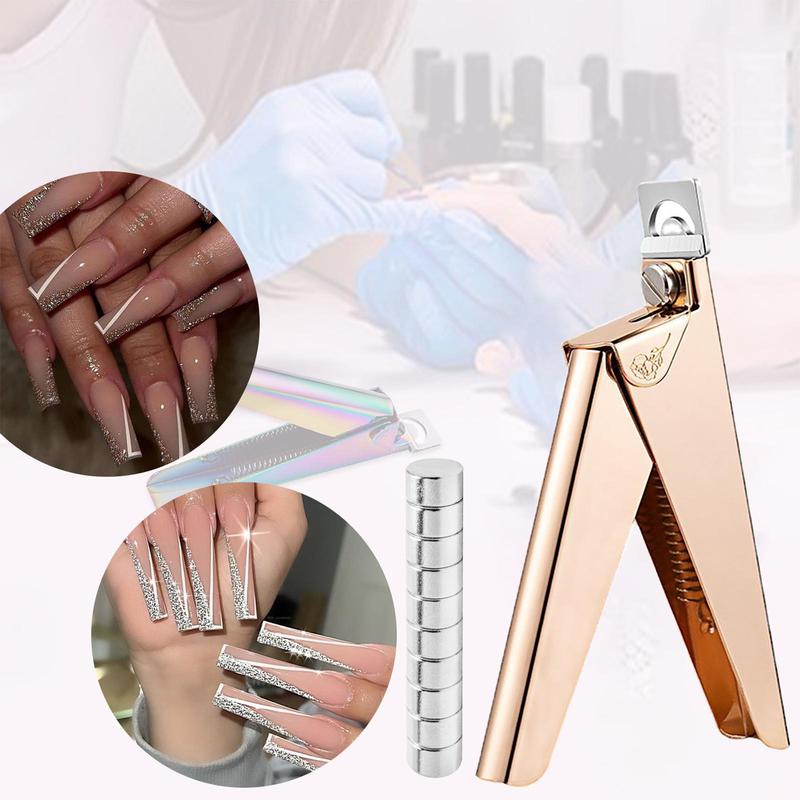 Stainless Steel Nail Trimmer Kit, 1 Count Nail Cutters for Nail Tips Cutter with 10pcs Length Measurement, Adjustable Trimmer for Salon Home Art, Christmas Gift