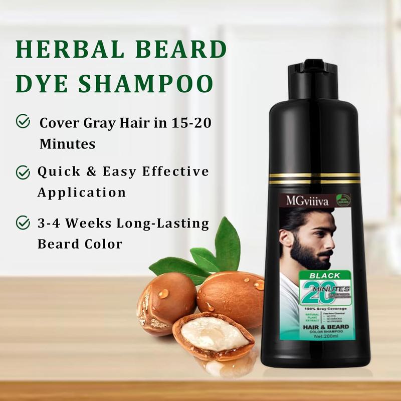 Men's Beard Color Shampoo Instant 20 Mins Dye Black for Mustache Beard Darkening Hair Dye Haircare beard care