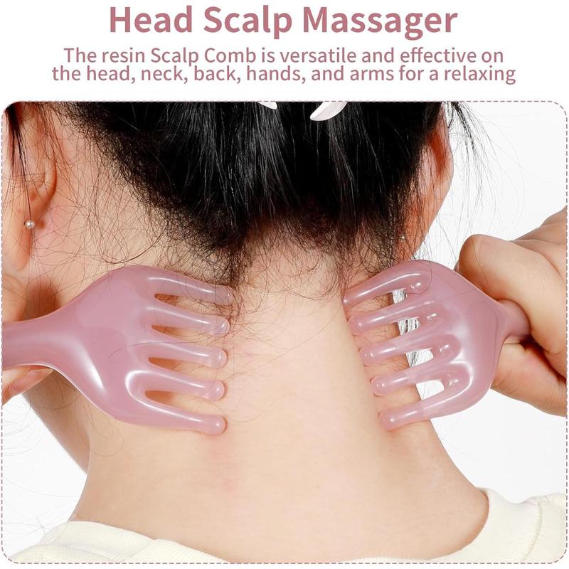 2Pcs Head Massager Manual Hair Scalp Massager Gua Sha Five Claw Massage Tool Comb Portable Handheld Resin Relax Tool for Father's Day Mother's Day Gifts (Pink Purple)