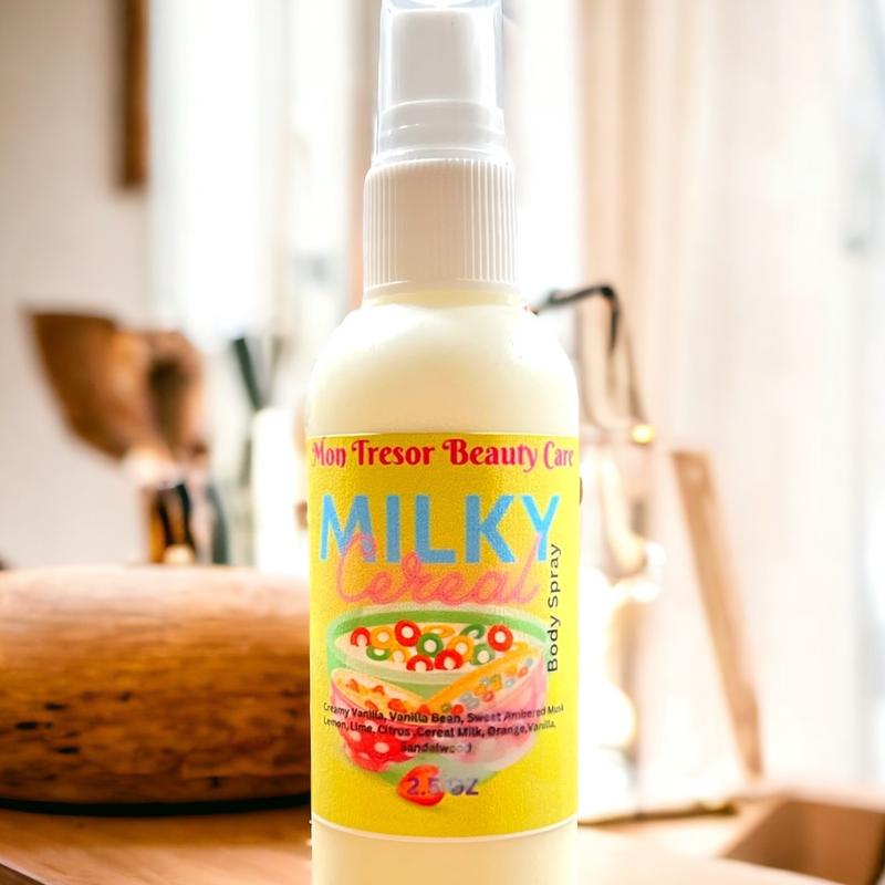 Milky Cereal Body Spray, spray mist , woman’s body spray, scented body spray, cruelty free, vegan friendly, body care, Skincare Fragrance Aroma Vanilla Blend