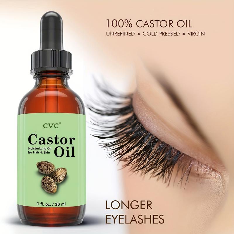 CVC Organic Castor Oil for Hair Growth, Eyelashes & Eyebrows - Pure & Natural, Cold-Pressed Carrier Oil for Skin Care, Massage & Moisturizing, 1 Fl Oz