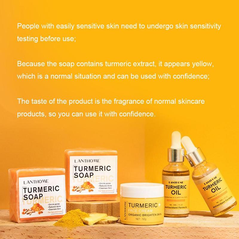 Turmeric Cream & Turmeric Oil & Turmeric Soap Set (3 Counts set), Moisturizing Brightening Facial Skin Care Kit, Daily Skincare Product for Women & Men, Fall Essentials, Gender Neutral Products, Shop Tiktok Shop, Christmas Gift