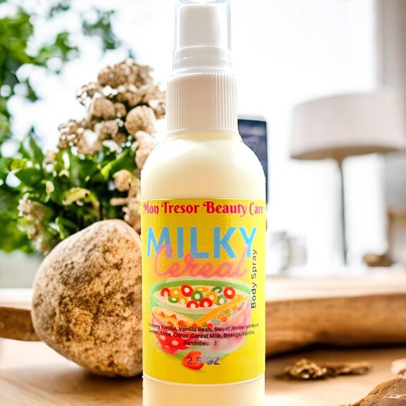 Milky Cereal Body Spray, spray mist , woman’s body spray, scented body spray, cruelty free, vegan friendly, body care, Skincare Fragrance Aroma Vanilla Blend