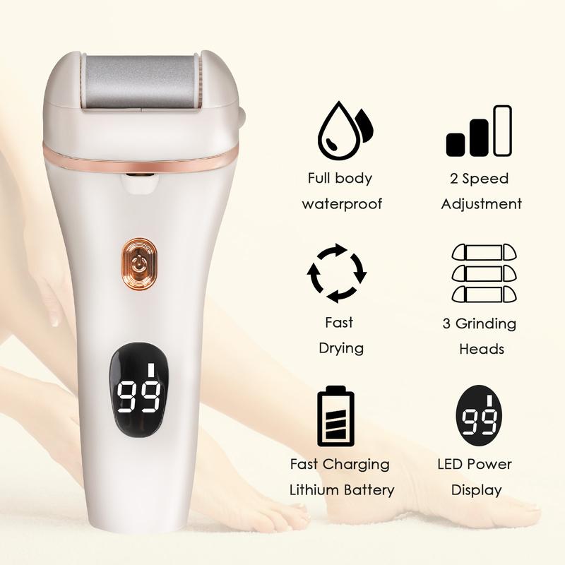 Rechargeable Pedicure Tools Foot Care Feet File, Electric Callus Remover for Feet,17 in 1 Callous Remover Kit for Remove Cracked Heels and Dead Skin, Professional Foot Care for Dead Skin Ideal Gift，with 3 Roller Heads 2 Speed, Electric Foot