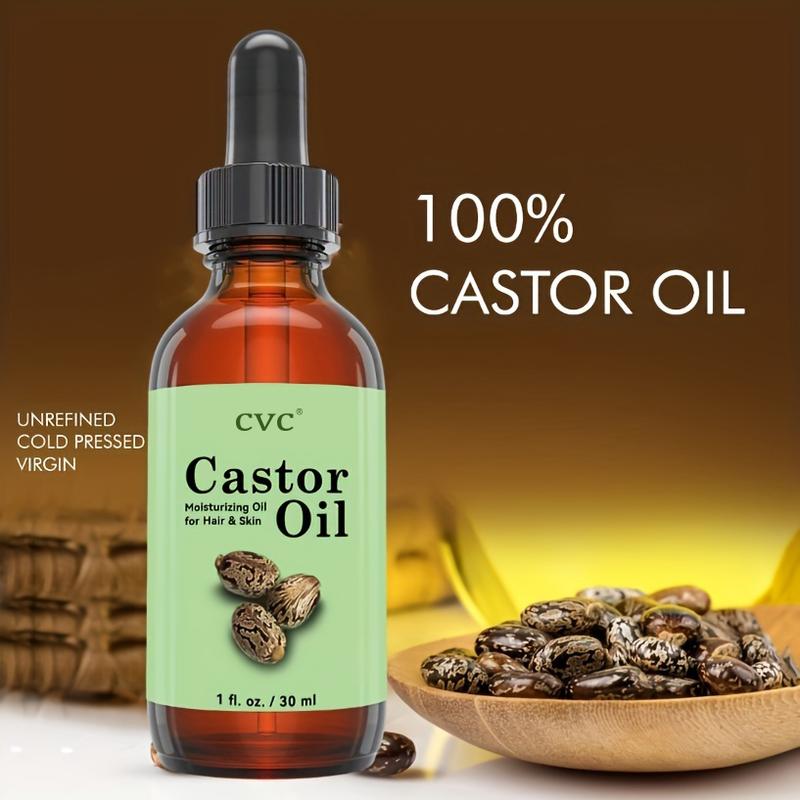 CVC Organic Castor Oil for Hair Growth, Eyelashes & Eyebrows - Pure & Natural, Cold-Pressed Carrier Oil for Skin Care, Massage & Moisturizing, 1 Fl Oz