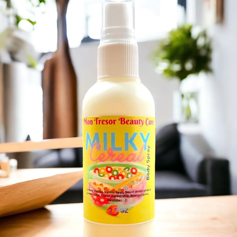 Milky Cereal Body Spray, spray mist , woman’s body spray, scented body spray, cruelty free, vegan friendly, body care, Skincare Fragrance Aroma Vanilla Blend