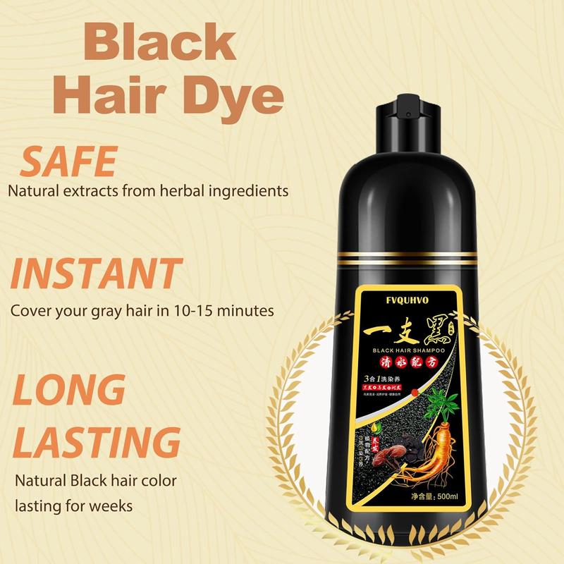 Instant Herbal Hair Dye Shampoo, Unisex, Black 3-in-1 Color Shampoo, 100% Gray Coverage, Natural Shampoo Para Canas, Long-lasting Haircare Product