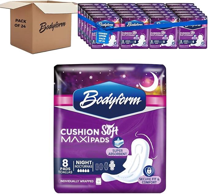 Bodyform Maxi Pad Night (8 Count) - Comfortable Nighttime Protection