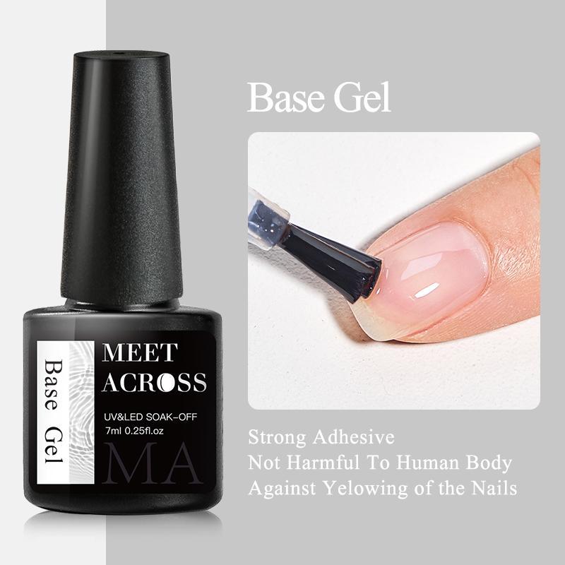 Nail Gel Set, 4 Counts set Nail Bonding Primer & Base Gel & No-wipe Top Coat & Matte Top Coat, for Nail Salon and Home Use