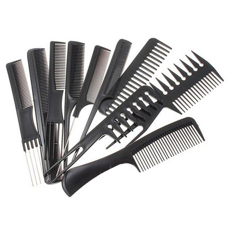 Yokoma 10Pcs Black Combs Salon HairStyling Hairdressing Plastic Barbers Brush Combs Set