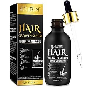 Sefudun 5 ％ Minoxidil Hair Serum, 60ml Available morning and evening, Hair Care Serum for Longer Thicker Hair with Hair Roller Set