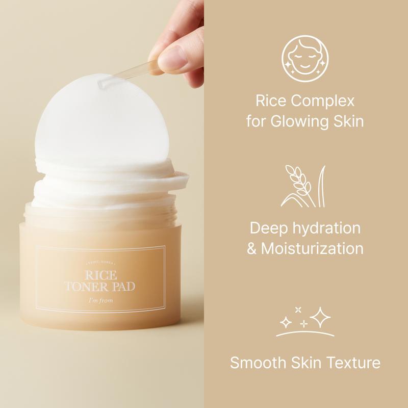 [I'M FROM Official Shop] Ultimate Rice Glowing Skincare Set | Rice Toner + Rice Toner Pad + Rice Cream | Exclusive Deal on TikTok toners