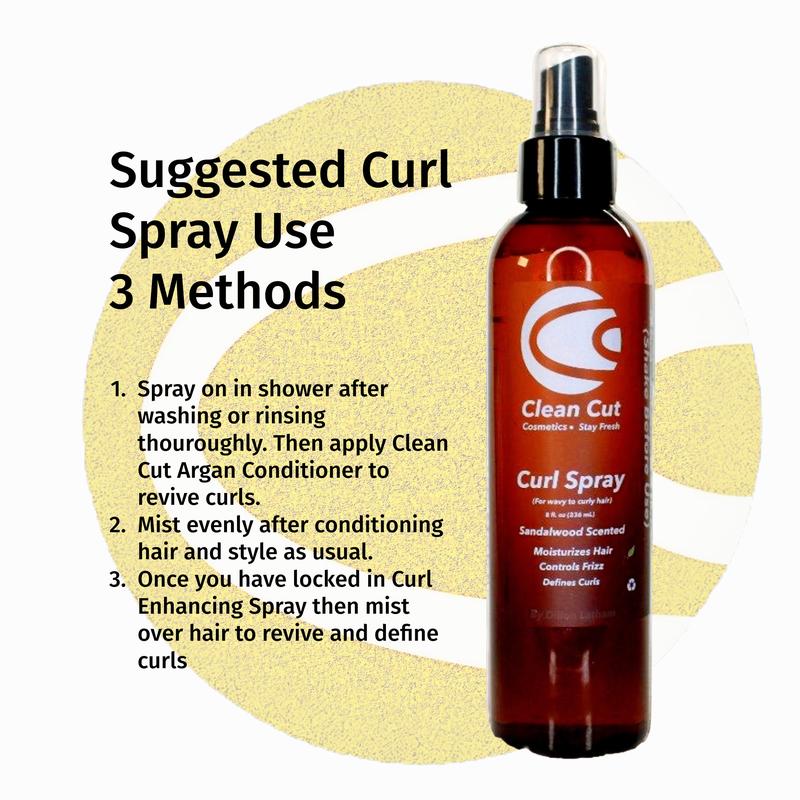 Hand-Blended All-Natural Curl Enhancing Spray by Clean Cut Cosmetics with Moroccan Argan Oil, Aloe, and Vitamin E