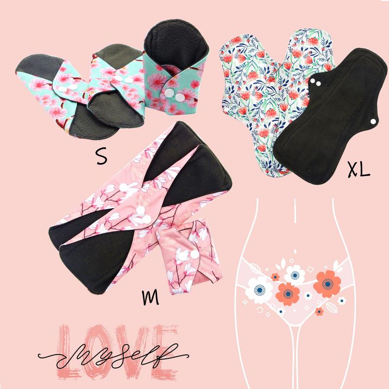 Sanitary Pad, 10 PCs Reusable Washable Cloth Menstrual Pads Panty Liners (Multicolor A) Waterproof Comfort