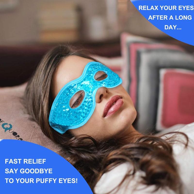 2 Count Gel Eye Mask Reusable Hot Cold  Gel Bead Eye Mask for Puffiness Dark Circles Eye Bags Dry Eyes Headaches Migraines Stress Relief, Cooling Eye Mask Hot Cold Compress Eye Mask Pack Comfort Soothing