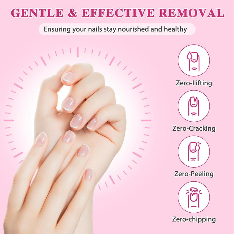 Press on Nail Remover, 1 Box Gentle and Effective Removal Nail Polish Remover with 2 Counts Cuticle Sticks, Nail Care Product for Women & Girls