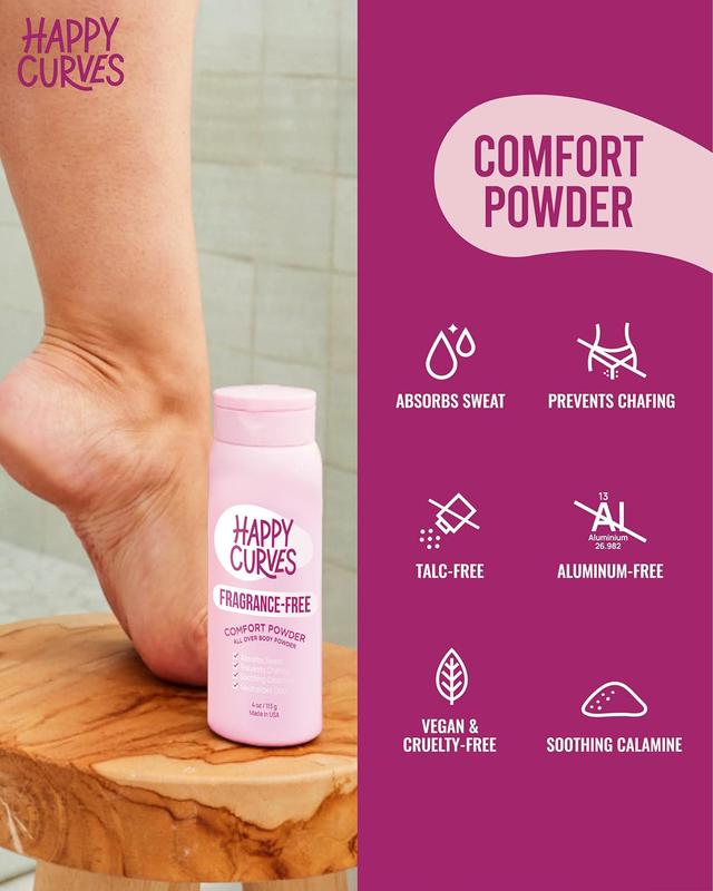 Happy Curves Comfort Powder- All Over Body Powder, Fragrance- Free Body Care Aloe Body Care Aloe