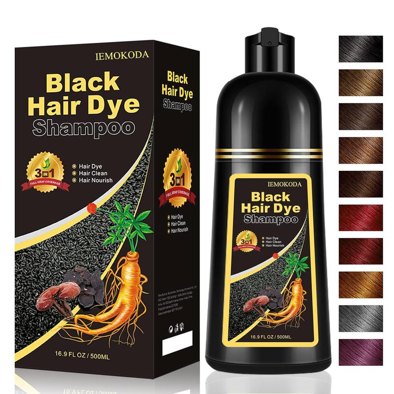 Instant Black Hair Dye Shampoo 3 in 1, 100% Gray Coverage in 15 Minutes, Plant Based Hair Color Kit for Women & Men, Natural Hair Dye, Simpler Hair Color Shampoo with Conditioner, Shampoo Para Canas Haircare