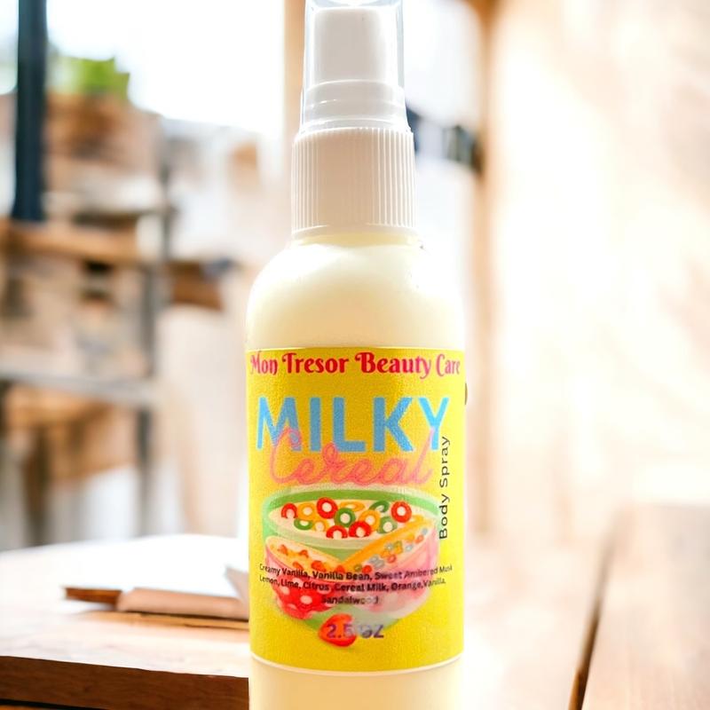 Milky Cereal Body Spray, spray mist , woman’s body spray, scented body spray, cruelty free, vegan friendly, body care, Skincare Fragrance Aroma Vanilla Blend