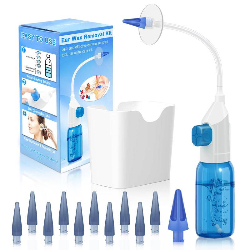 Manual Ear Irrigation Flushing System, 1 Set Earwax Removal Kit, Ear Cleaner System for Adults & Kids, Include Full Set Of Cleaning Tools, Ear Wax Remover, Ear Wax Flush Kit, Body Care Products Set, Christmas Gift