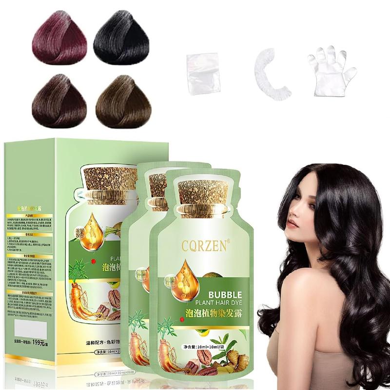 HUANG YI Bubble Plant Hair Dye Natural,New Botanical Bubble Hair Dye 20ml 10Packs Box.(Natural Black)