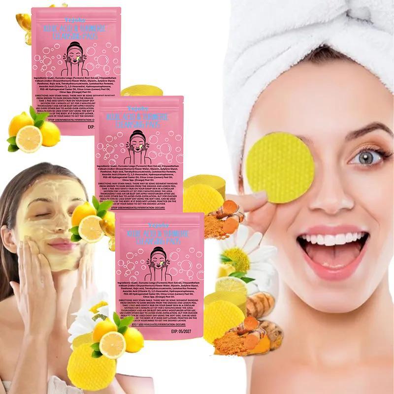 [$17.99 Get 2 Pack] Turmeric Cleansing Exfoliating Pads Facial Cleansing Skincare, cleansing, skin care, cleansing Turmeric Comfort Cleanser Turmeric Kojic Acid Cleansing Exfoliating Pads Facial Cleansing   Foaming Skincare Organic Gentle Smooth Acrylic