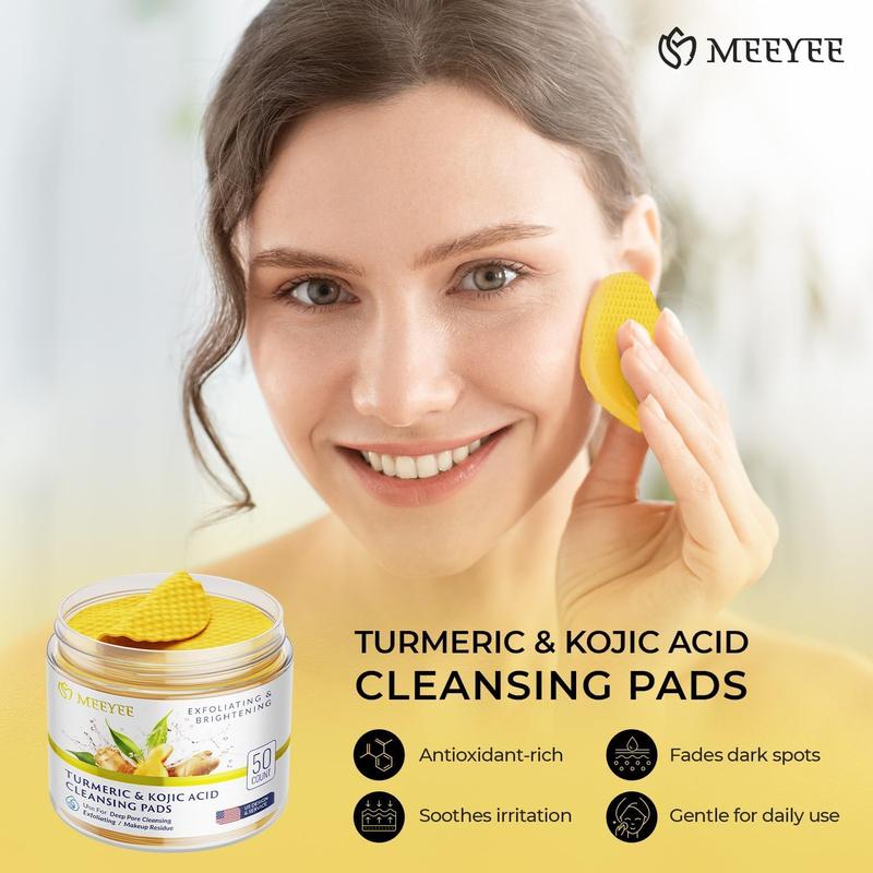 Turmeric Kojic Acid Cleansing Pads: for cleansing face and exfoliatiing - 50 Pcs