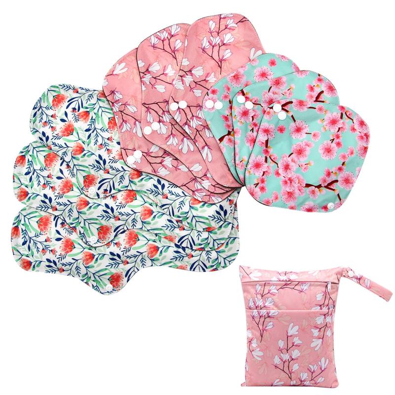 Sanitary Pad, 10 PCs Reusable Washable Cloth Menstrual Pads Panty Liners (Multicolor A) Waterproof Comfort