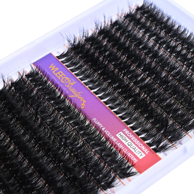 Wleec Beauty Fluffy Lash Extension Kit 60D 80D Thick Lash Clusters, 40D 50D Fluffy Lash Clusters Wispy wiith Lash Bond and Seal, Lash Remover, 280PCS Volume D Curl Individual Lashes Wispy Mixed 10-18mm DIY Eyelash Extension Kit at Home