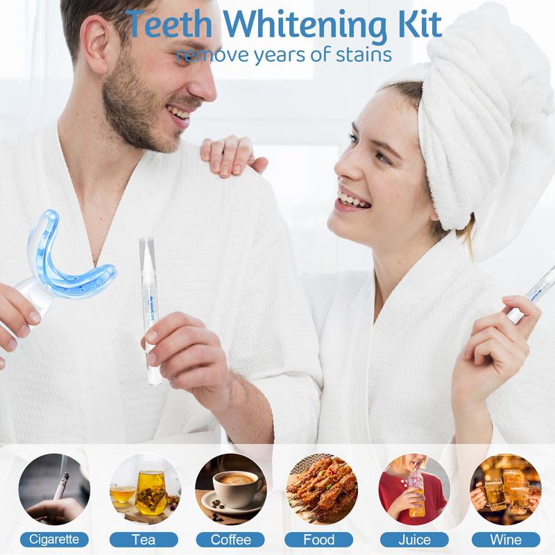 16 LED Oral Teeth Brightening Kit, Rechargeable Whitening Tool with 3 Teeth Brighten Gel for Sensitive Gum, Remove Stains from Coffee Smoking, Gift