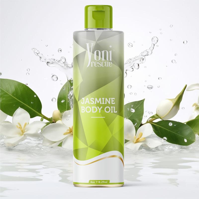 Jasmine Body Oil, 4oz, with Apricot, Jojoba, Avocado Oils & Vitamin E Oil, Daily Moisturizer, Fast-Absorbing, Nourishes and Hydrates Skin, Skin Repair, Body Care, Ideal for All Skin Types,  Jasmine Scented Fragrance Moisturizer by Yoni Rescue