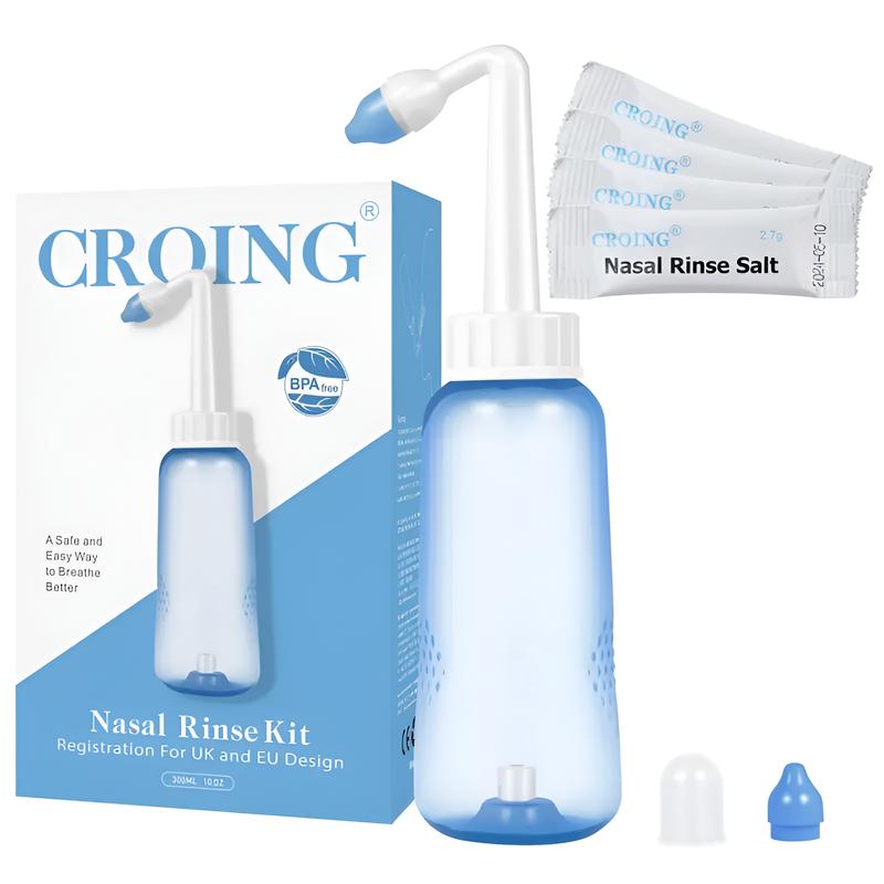 Sinus Rinse Kit with 40 Salt Packs: Effective Nasal Irrigation System for Daily Sinus & Allergy Relief