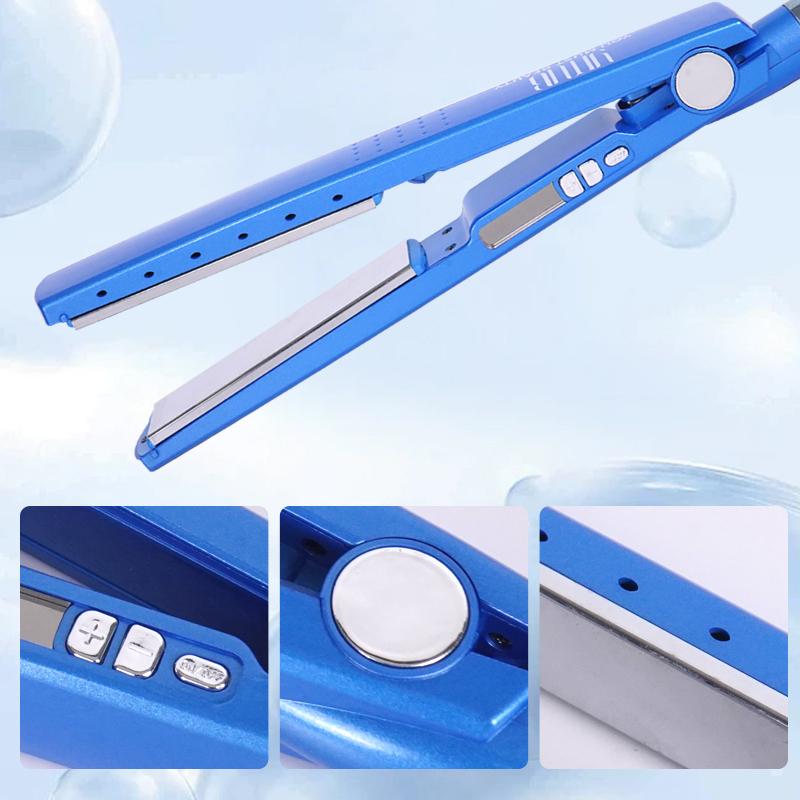 YMUB Ceramic Flat Iron, Flat Iron For A Smooth Finish, Ceramic Floating Plates,Quick Heat Up,Iron Blue