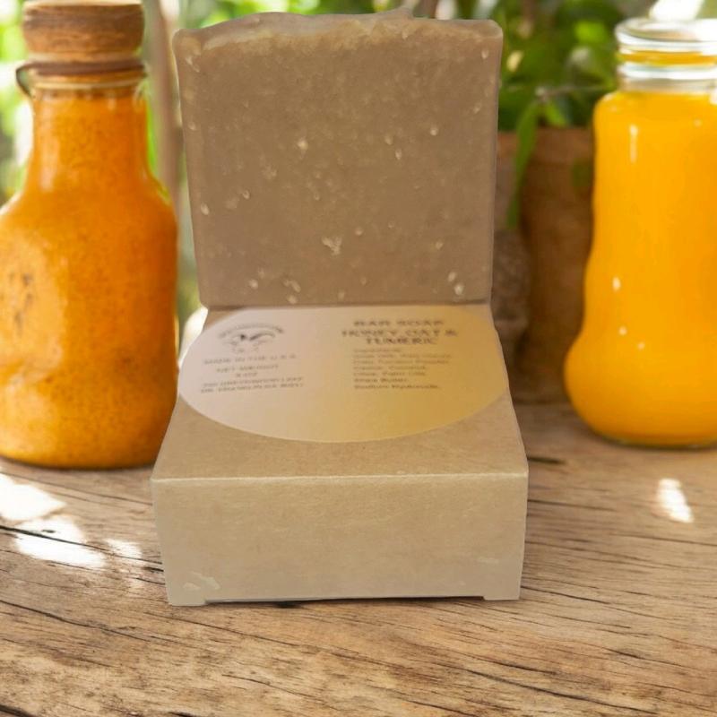 Tumeric, Honey & Oat Real Goats milk soap Hand-Made Body Care Body Wash Organic Eczema Blend Olive Coconut Daily Shea