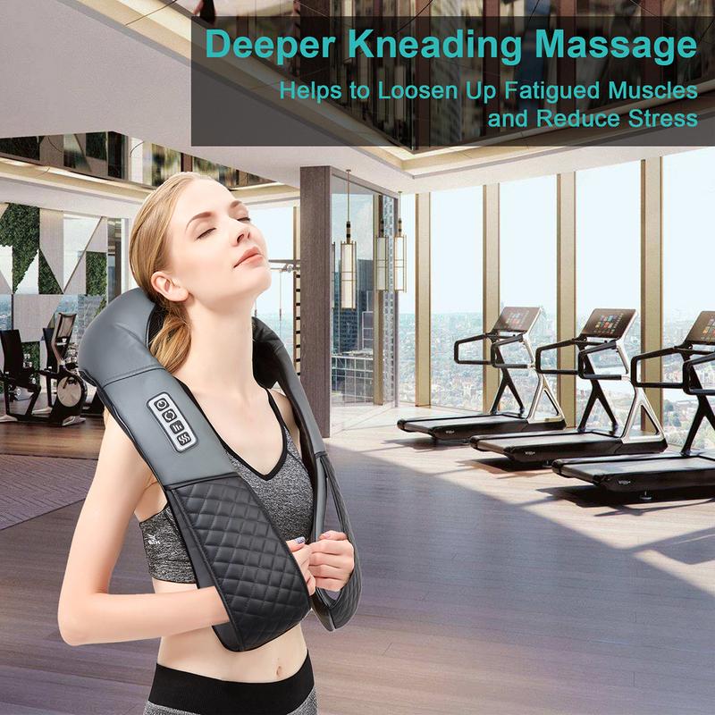 Neck and Shoulder Massager with Heat, Electric Shiatsu Back Massage Device, Not Cordless, Portable Deep Tissue 3D Kneading Pillow for Muscle Relax