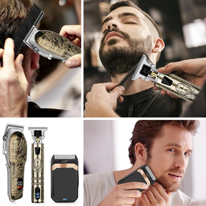 Professional Hair Clipper Kit, 1 Box LED Display Rechargeable Electric Hair Trimmer & Accessories, Barber Clippers, Hair Cutting Machines, Barber Kit, Hair Trimmer for Men, Barber, Stylist, Barbershop, Salon, Christmas Gift