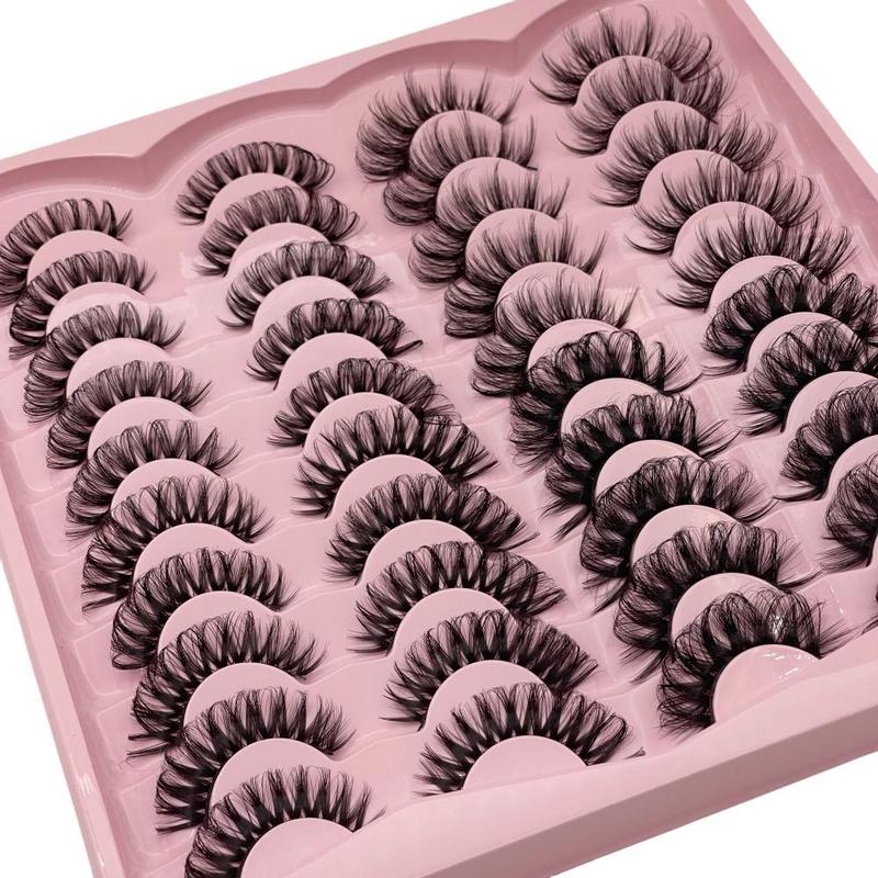 20 Pairs Black Fake Eyelashes Exaggerated Thick Lashes Cat-eye Fluffy Faux Lashes for Daily & Party Mini Makeup DD Curl, Christmas Gift