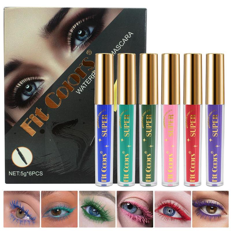 Waterproof Long Lasting Mascara, 6 Counts Colorful Curl Eyelashes Mascara, Eyelashes Lengthening Volumizing Defining, Professional Eye Makeup Products