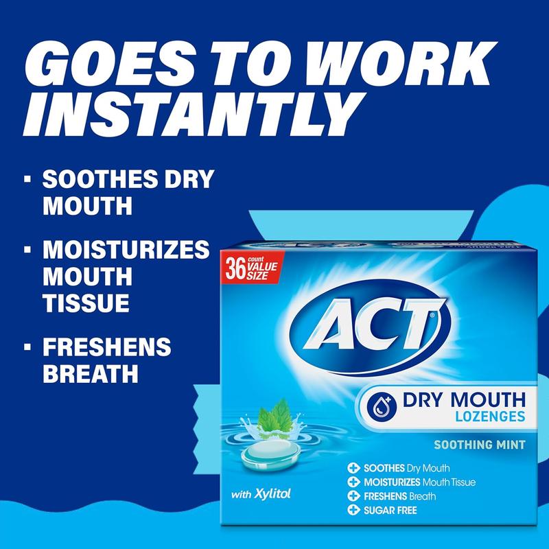 [BLACK FRIDAY SALE 51%] ACT Dry Mouth Lozenges with Xylitol, Soothing Mint