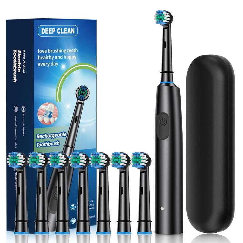 Rechargeable Electric Toothbrush Set, 1 Set Portable Electric Toothbrush with 8 Replacement Brush Head & Travel Case, Oral Care Toothbrush for Adults