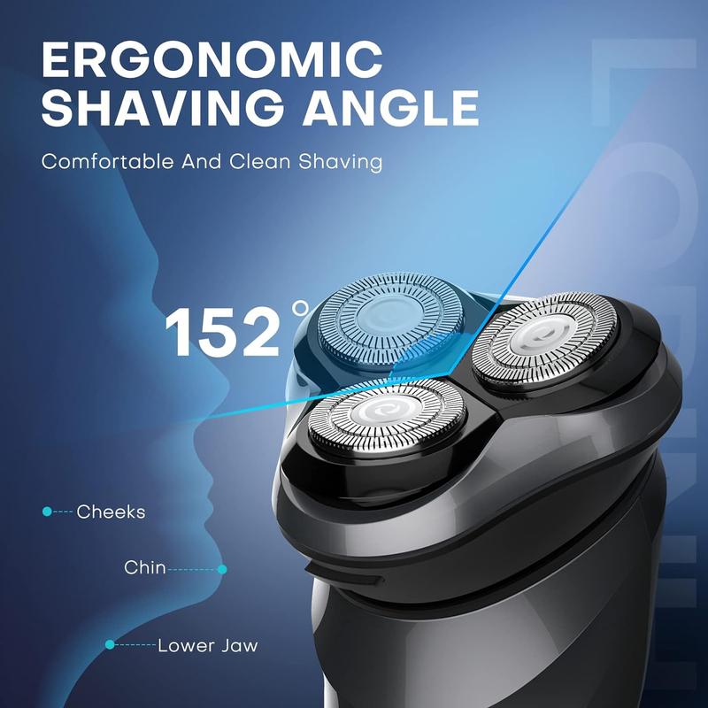 Electric Shaver for Men, 100% Washable Rechargeable Waterproof Electric Razor Wet & Dry Shaving with Pop-up Trimmer, 1 Hour Fast Charging, 4D Floating Head, LCD Power Indicator