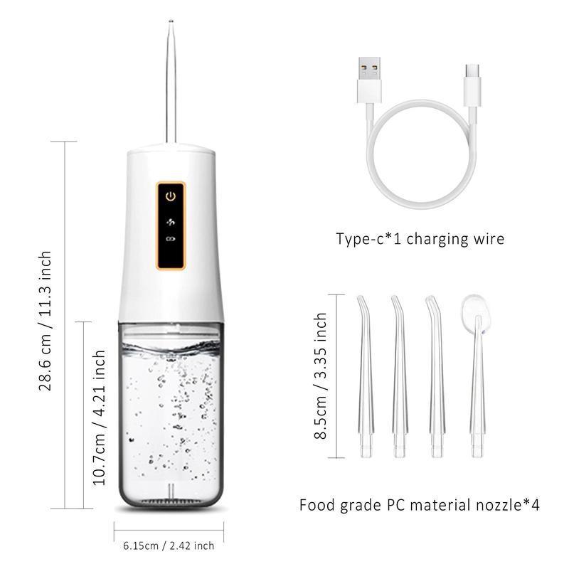 Portable Rechargeable Oral Irrigator, 1 Box 240ML Electric High-pressure Oral Irrigator with 4 Counts Nozzles, Daily Water Flosser for Home & Travel, Gift for Fall Gift