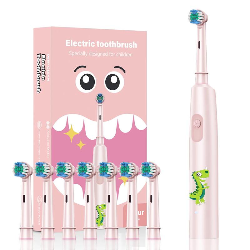 Rotating Electric Toothbrush, 1 Box USB Rechargeable Toothbrush with 8 Counts Replacement Brush Heads, Oral Care Product for Kids, Christmas Gift